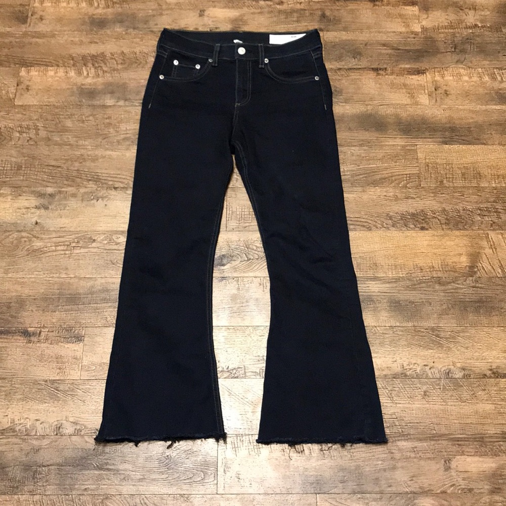 Rag & Bone Crop Raw Hem Flare Denim in Dune 26 - Picture 2 of 7